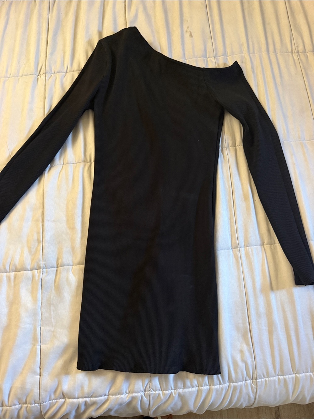 Fashion Nova Black One-Shoulder Long-Sleeve Bodycon Dress